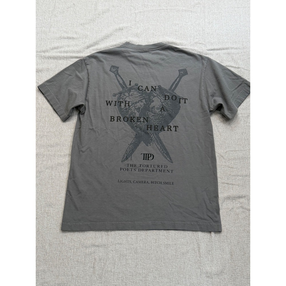 Taylor Swift TTPD I Can Do It With A Broken Heart Gray T-Shirt Medium